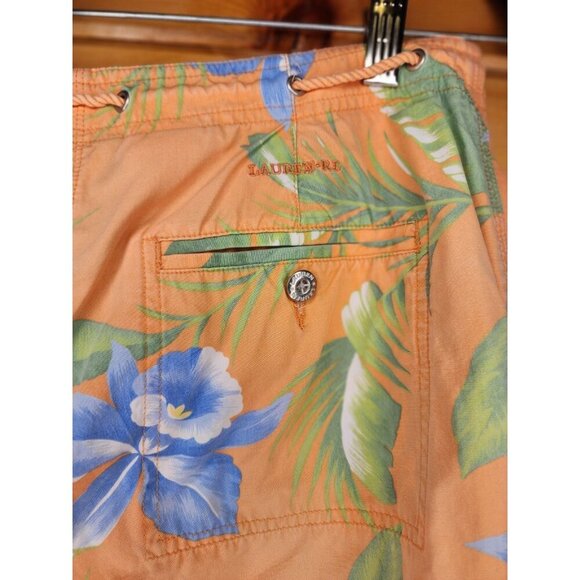 Lauren Ralph Lauren Floral Capris Pants 12 Orage Cotton Beach Drawstring 90s - Picture 4 of 16